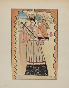 St. Johannes Nepomuk - Gemalt auf Büffelhaut vor 1800, 1935-1942