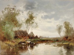 Landschaft mit Windmühle von E. Landseer Harris