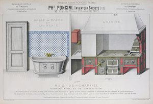 Küchen- und Badezimmerdesigns, Illustration aus dem 