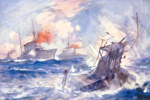 Das Versenken des deutschen U-Boots U15 durch die HMS Birmingham von E. S. (after) Hodgson