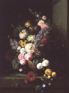 Stillleben mit Blumen und Trauben, 1843