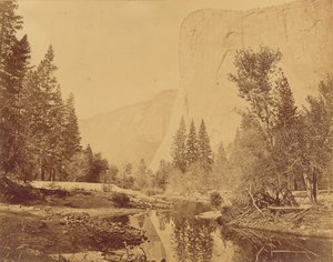 Tutokanula. Tal des Yosemite. (Der große Häuptling) "El Capitan." 3500 Fuß hoch. von Eadweard J. Muybridge