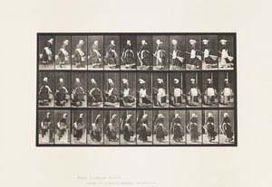 Tafel 107. Treppen hinaufsteigen, Eimer Wasser und Besen in den Händen von Eadweard Muybridge