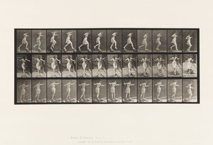 Tafel 175. Überqueren eines Baches auf Trittsteinen mit Angelrute und Dose von Eadweard Muybridge