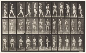 Tafel 355. In Bereitschaft, gehen und sich umdrehen von Eadweard Muybridge