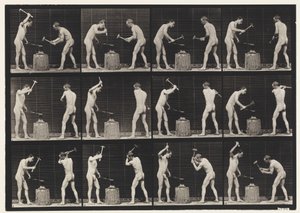 Tafel 374. Schmiede, zwei Modelle, Hämmern auf dem Amboss von Eadweard Muybridge