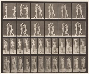 Tafel 445. Zwei Modelle-8 trinken aus Wasserkrug auf Schulter von 1 von Eadweard Muybridge