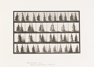 Tafel 45. Gehen, zwei Modelle treffen sich und drehen sich teilweise von Eadweard Muybridge