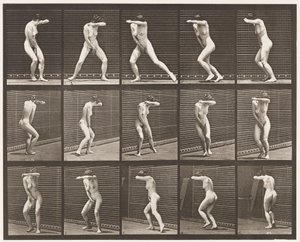 Tafel 73. Sich überrascht umdrehen und weglaufen, 1872-1885 von Eadweard Muybridge