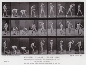 Die menschliche Figur in Bewegung: Athlet, der einen 75-Pfund-Stein hebt von Eadweard Muybridge