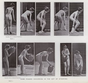 Die menschliche Figur in Bewegung: Einige Phasen beim Bücken von Eadweard Muybridge