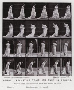 Die menschliche Figur in Bewegung: Frau, die den Zug anpasst und sich umdreht von Eadweard Muybridge