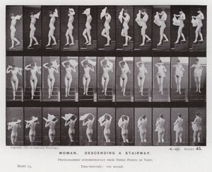 Die menschliche Figur in Bewegung: Frau, die eine Treppe hinuntergeht von Eadweard Muybridge