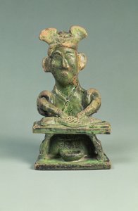 Figur eines Fischhändlers, Grabartefakt, Östliche Han-Dynastie, 25-220 (Irdenware) von Eastern Han Dynasty Chinese School