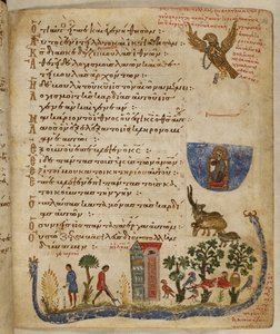 Adler, gesandt von Baruch; Gartenszene, aus Theodore Psalter von Eastern Mediterranean School