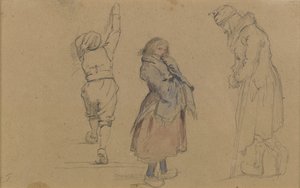 Drei niederländische Figuren, ca. 1852 von Eastman Johnson
