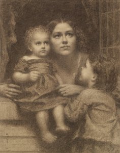 Frau mit zwei Kindern am Fenster von Eastman Johnson