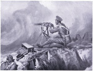 Private Lynn stirbt an Gasvergiftung, bedient ein Maschinengewehr und schlägt einen deutschen Angriff ab. Ypern April 1915