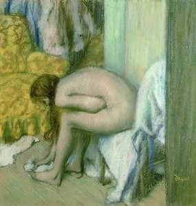 Nach dem Bad, Frau trocknet ihren linken Fuß von Edgar Degas
