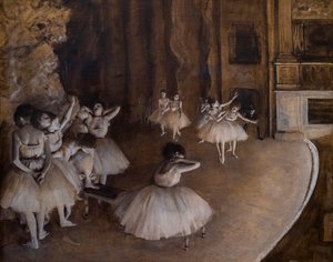 Ballettprobe auf der Bühne. 1874. Öl auf Leinwand. von Edgar Degas