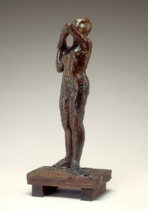 Tänzerin, die den Schulterriemen ihres Mieders anpasst, 1880er-1890er von Edgar Degas
