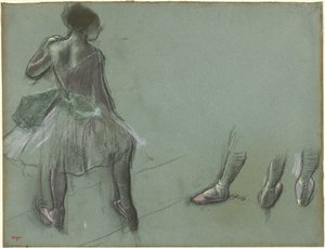 Tänzerin von hinten gesehen und drei Studien von Füßen, ca. 1878 von Edgar Degas