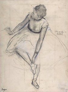 Tänzerin, die ihren Schuh anpasst (Ballerina). Zeichnung von Edgar Degas (1834-1917) New York City. Metropolitan Museum of Art. von Edgar Degas