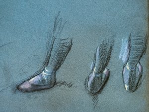 Tänzerin von hinten und drei Fußstudien (Detail) von Edgar Degas
