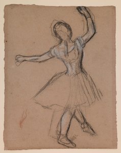 Tänzerin auf der Bühne und in Bewegung von Edgar Degas