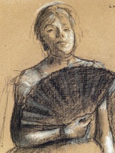 Detail Tänzerin (circa 1876). Edgar Degas (1834-1917). Pastell und Kohle auf Papierstab. Musée des Beaux-Arts de la Ville de Paris, Petit Palais. von Edgar Degas