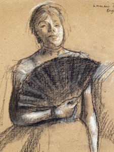 Detail Tänzerin (circa 1876). Edgar Degas (1834-1917). Pastell und Kohle auf Papierstab. Musée des Beaux-Arts de la Ville de Paris, Petit Palais. von Edgar Degas