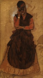 Mädchen schaut durch Opernglas von Edgar Degas