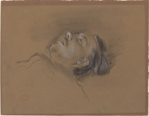 Kopf des gefallenen Jockeys (Studie für "Szene vom Hindernisrennen: Der gefallene Jockey") von Edgar Degas