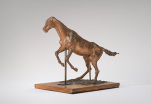 Pferd scheut Pferd überwindet ein Hindernis, späte 1880er Jahre von Edgar Degas
