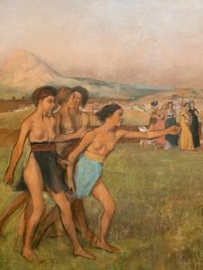 Kleine spartanische Mädchen provozieren Jungen (Detail) von Edgar Degas