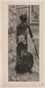 Mary Cassatt in der Gemäldegalerie im Louvre von Edgar Degas