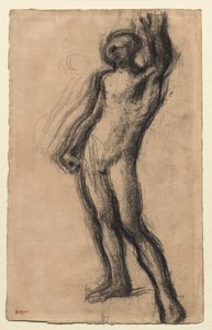 Stehender nackter Mann mit erhobener linker Hand, ca. 1900 von Edgar Degas