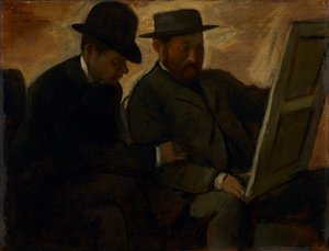Paul Lafond und Alphonse Cherfils betrachten ein Gemälde, ca. 1878-1880