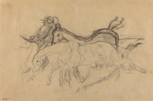 Rennpferde, Studie für Szene vom Hindernisrennen: Der gefallene Jockey von Edgar Degas