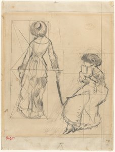 Studie für Mary Cassatt im Louvre (recto) von Edgar Degas