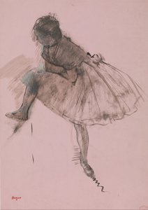 Studie einer Balletttänzerin (recto), Zwei Studien von Tänzern (verso), ca. 1873 von Edgar Degas