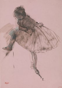 Studie einer Balletttänzerin (recto), Zwei Studien von Tänzern (verso), ca. 1873 von Edgar Degas