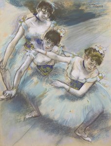 Drei Tänzer in einer diagonalen Linie auf der Bühne, ca. 1882 von Edgar Degas