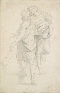 Zwei Figuren auf einer Treppe, nach Raphael von Edgar Degas