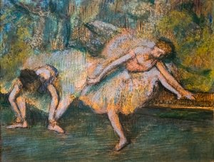 Zwei Tänzerinnen. Um 1900. Pastell auf Papier auf Karton.