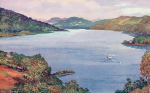 Ein Blick auf den großen künstlichen See bei Riberao das Lages, gebaut von der Rio de Janeiro Tramway, Light and Power Company von Edgar L. Pattison