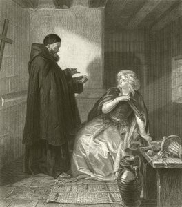 Julia in der Zelle von Bruder Lawrence (Gravur)