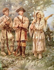 Lewis und Clark mit Sacagawea (Detail) von Edgar Samuel Paxson