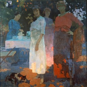 Frühstück im Garten, von Edgardo Curcio, Italien, 20. Jahrhundert von Edgardo Curcio
