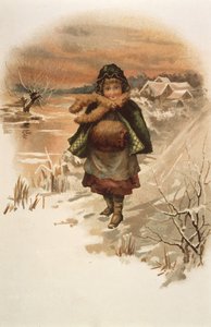 Mädchen auf einer verschneiten Straße, Illustration aus Wo Lilien leben, 1889 von Edith S. Berkeley